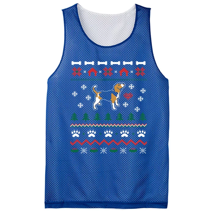 Beagle Dog Ugly Christmas Sweater Xmas Mesh Reversible Basketball Jersey Tank