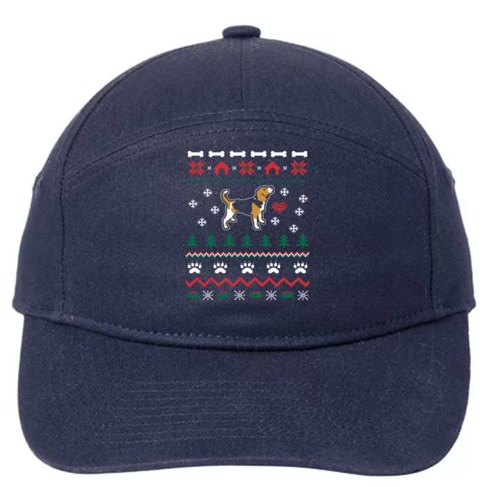 Beagle Dog Ugly Christmas Sweater Xmas 7-Panel Snapback Hat