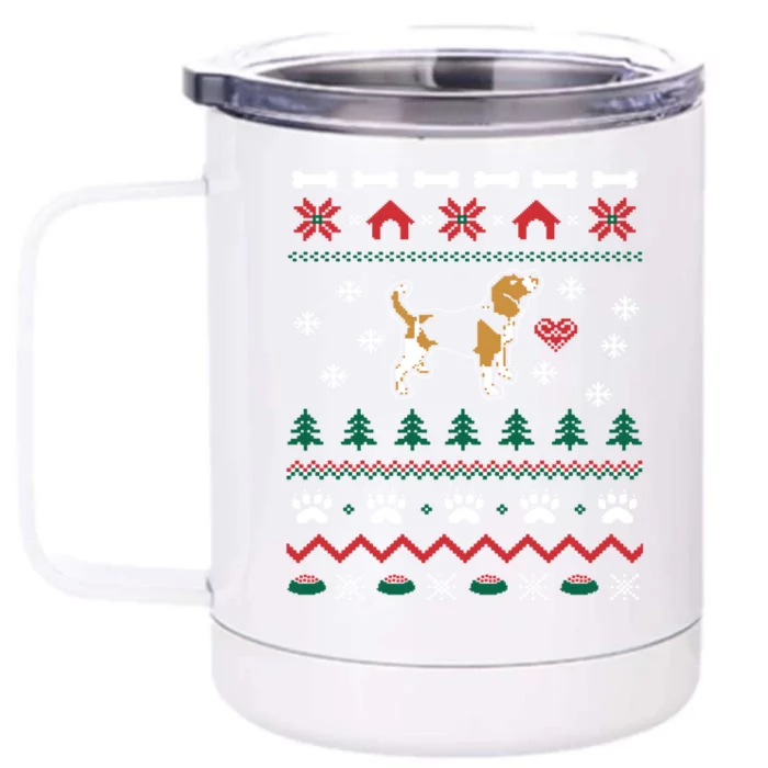 Beagle Dog Ugly Christmas Sweater Xmas Front & Back 12oz Stainless Steel Tumbler Cup