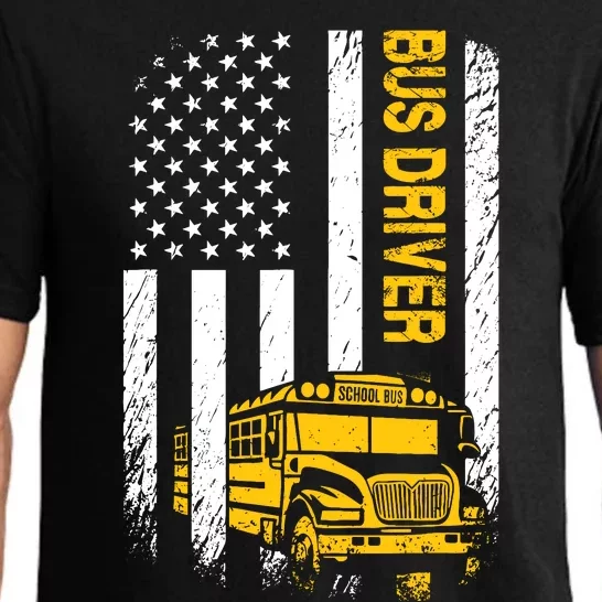 Bus Driver Usa American Flag Funny School Bus Driver Pajama Set