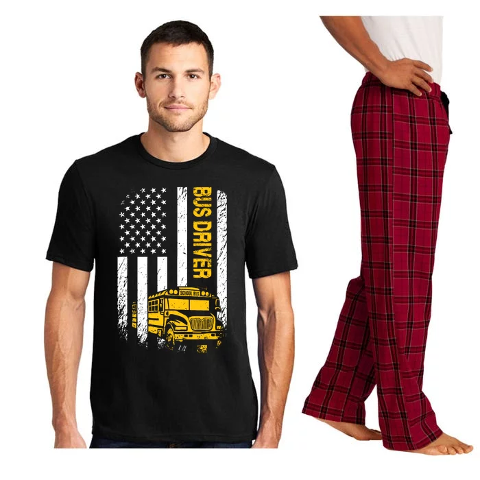 Bus Driver Usa American Flag Funny School Bus Driver Pajama Set