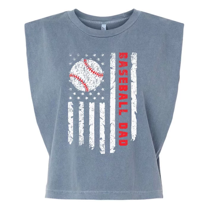 Baseball Dad Usa American Flag Patriotic Dad FatherS Day Garment-Dyed Women's Muscle Tee