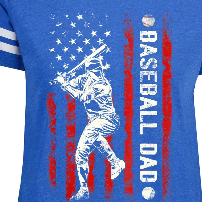 Baseball Dad USA Flag Gifts Dad Men Baseball Fathers Day Enza Ladies Jersey Football T-Shirt