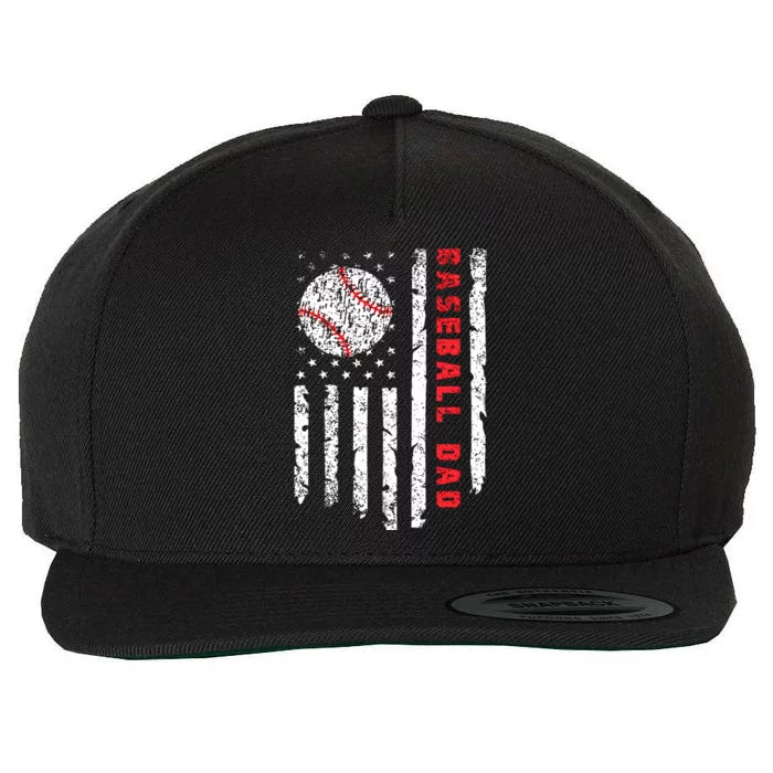 Baseball Dad Usa American Flag Patriotic Dad FatherS Day Wool Snapback Cap