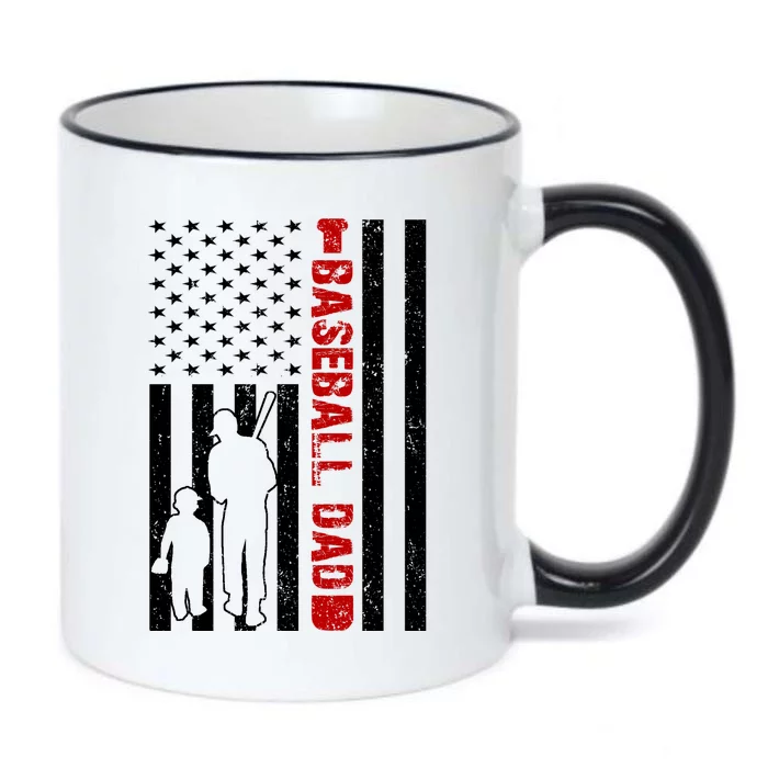 Baseball Dad USA FLag Black Color Changing Mug