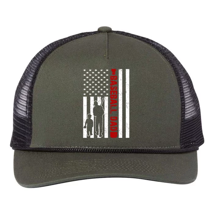 Baseball Dad USA FLag Retro Rope Trucker Hat Cap