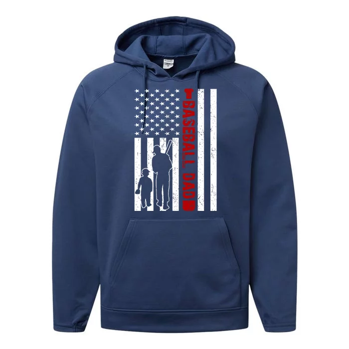 Baseball Dad USA FLag Performance Fleece Hoodie