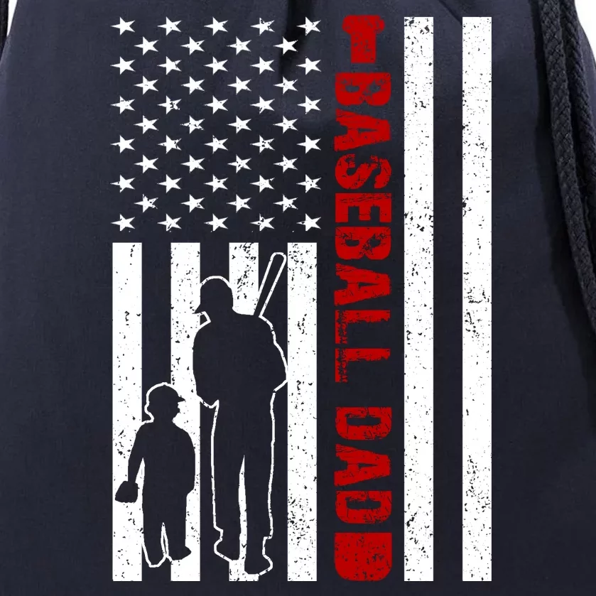 Baseball Dad USA FLag Drawstring Bag