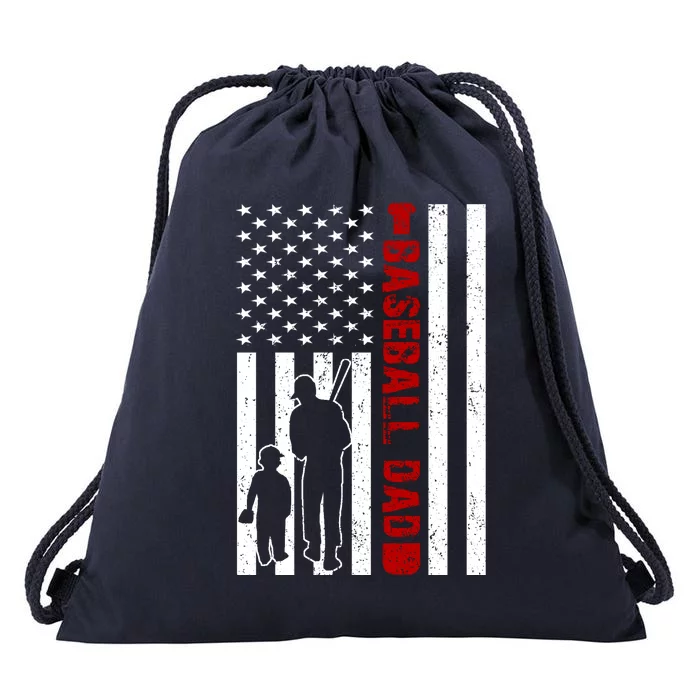 Baseball Dad USA FLag Drawstring Bag