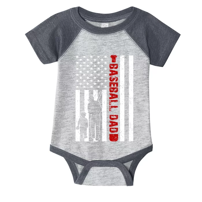 Baseball Dad USA FLag Infant Baby Jersey Bodysuit