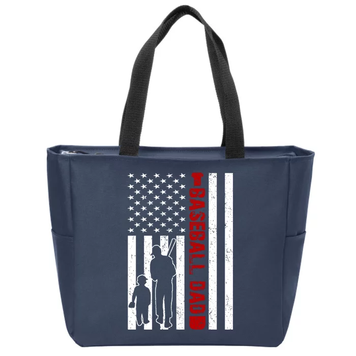 Baseball Dad USA FLag Zip Tote Bag