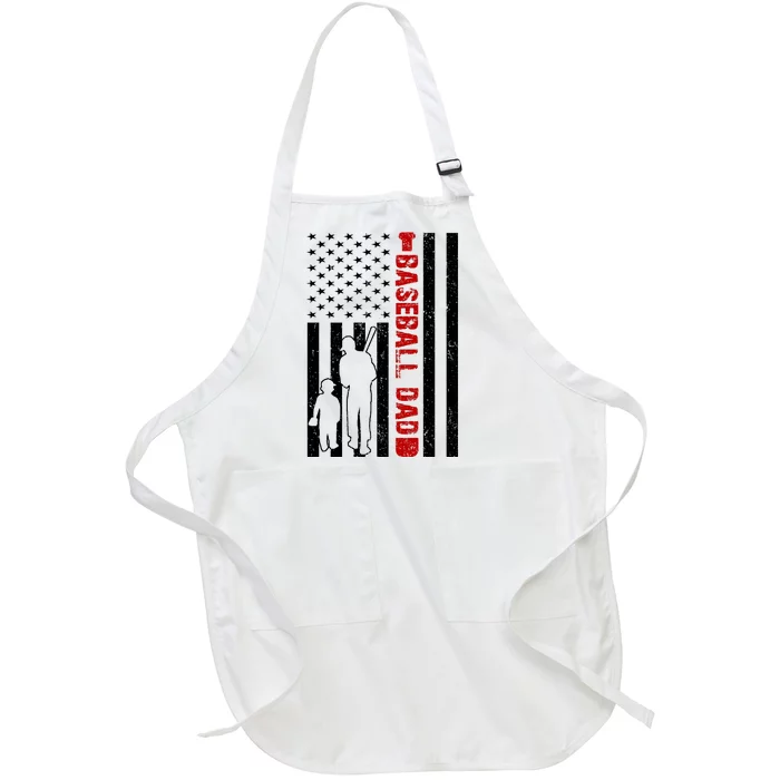 Baseball Dad USA FLag Full-Length Apron With Pocket