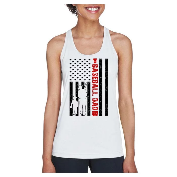 Baseball Dad USA FLag Women's Racerback Tank