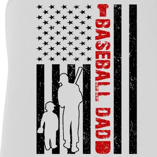 Baseball Dad USA FLag Women's Racerback Tank