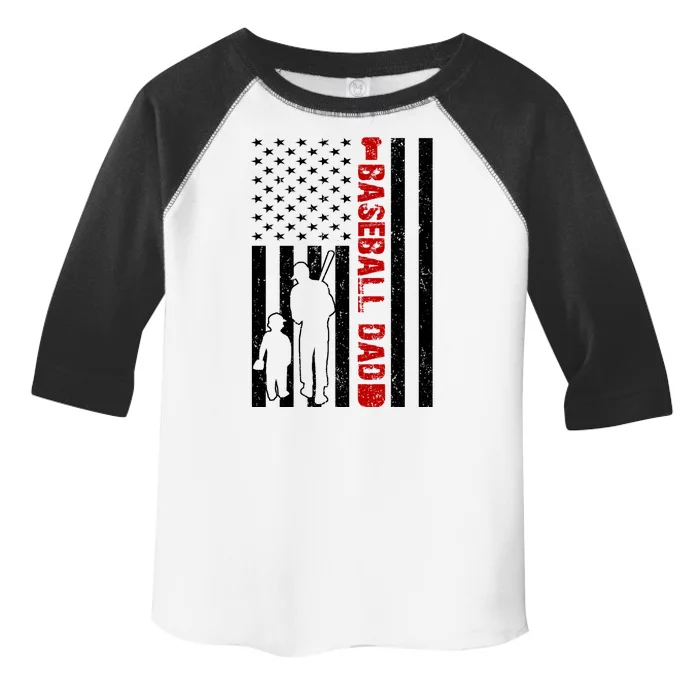 Baseball Dad USA FLag Toddler Fine Jersey T-Shirt