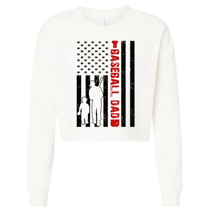 Baseball Dad USA FLag Cropped Pullover Crew