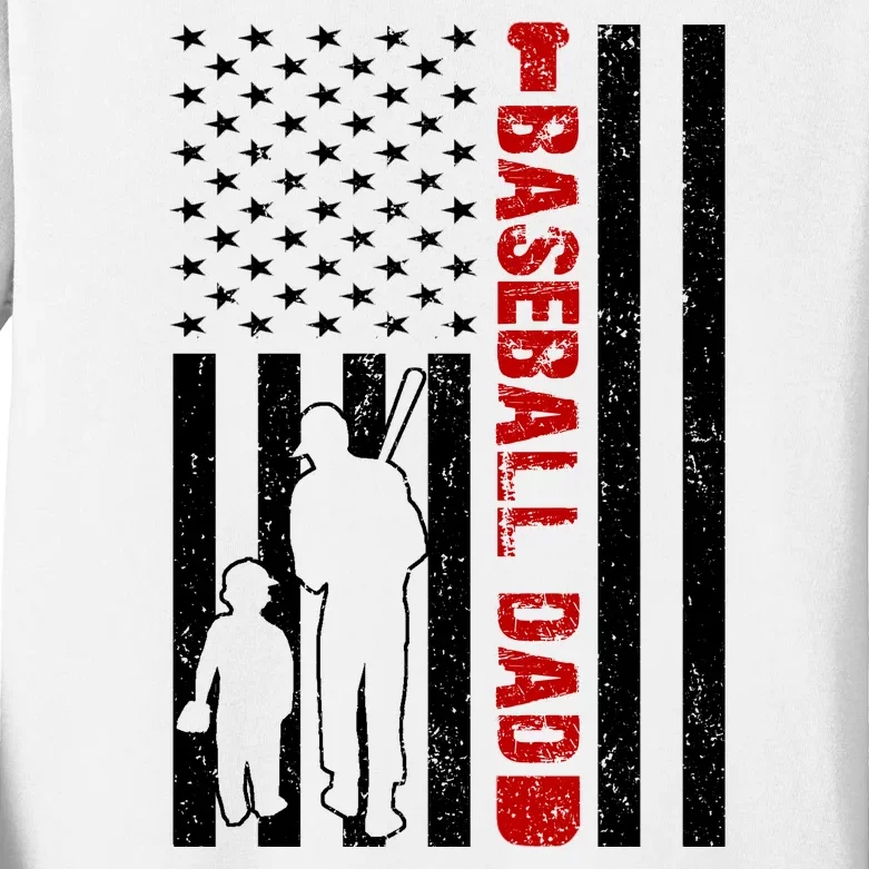 Baseball Dad USA FLag Kids Long Sleeve Shirt