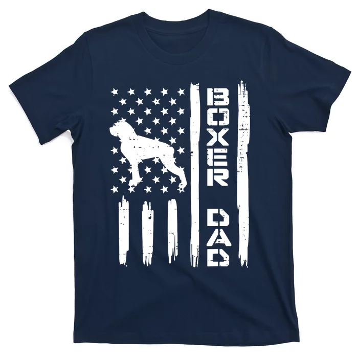 Boxer Dad US Flag Vintage Patriotic Dog Lover Owner Men Gift T-Shirt