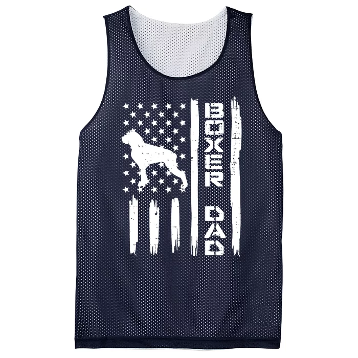 Boxer Dad US Flag Vintage Patriotic Dog Lover Owner Men Gift Mesh Reversible Basketball Jersey Tank