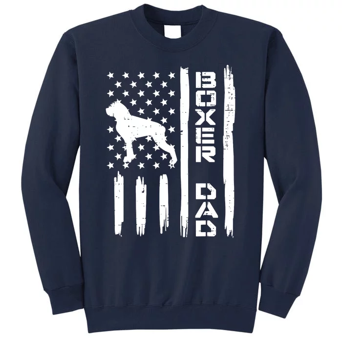 Boxer Dad US Flag Vintage Patriotic Dog Lover Owner Men Gift Tall Sweatshirt