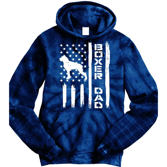 Boxer Dad US Flag Vintage Patriotic Dog Lover Owner Men Gift Tie Dye Hoodie