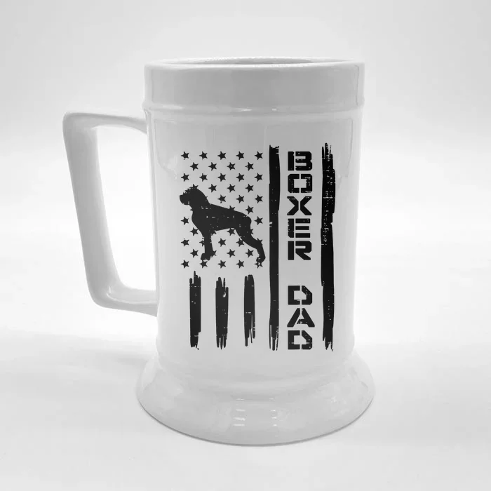 Boxer Dad US Flag Vintage Patriotic Dog Lover Owner Men Gift Front & Back Beer Stein