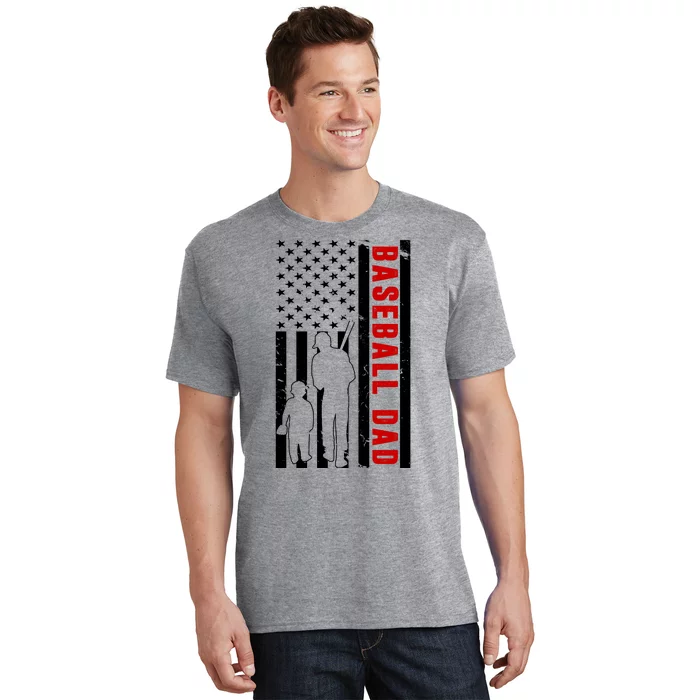 Baseball Dad USA Flag T-Shirt