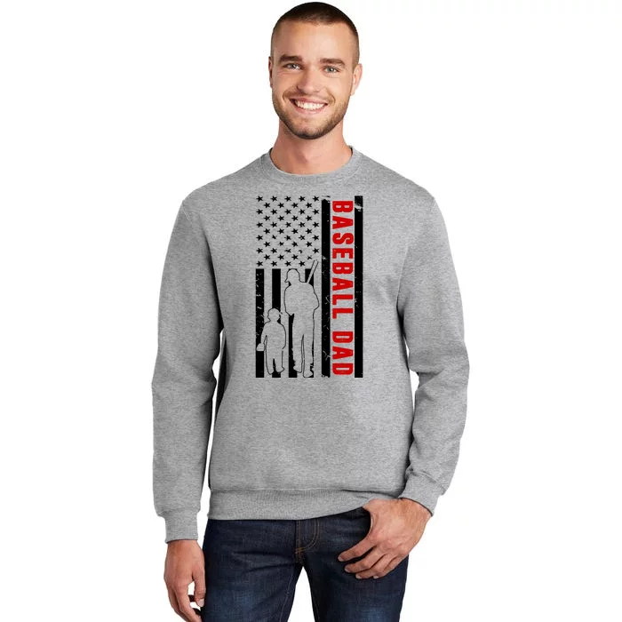 Baseball Dad USA Flag Tall Sweatshirt