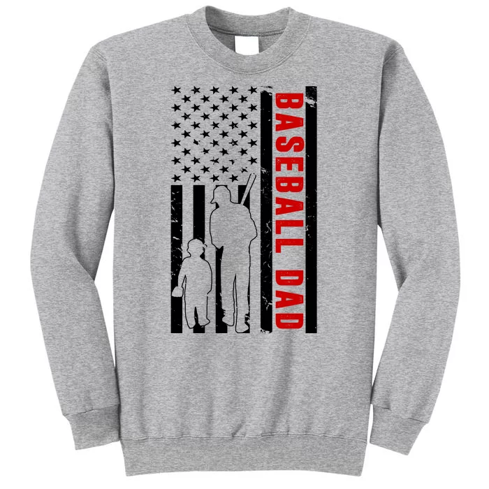 Baseball Dad USA Flag Tall Sweatshirt