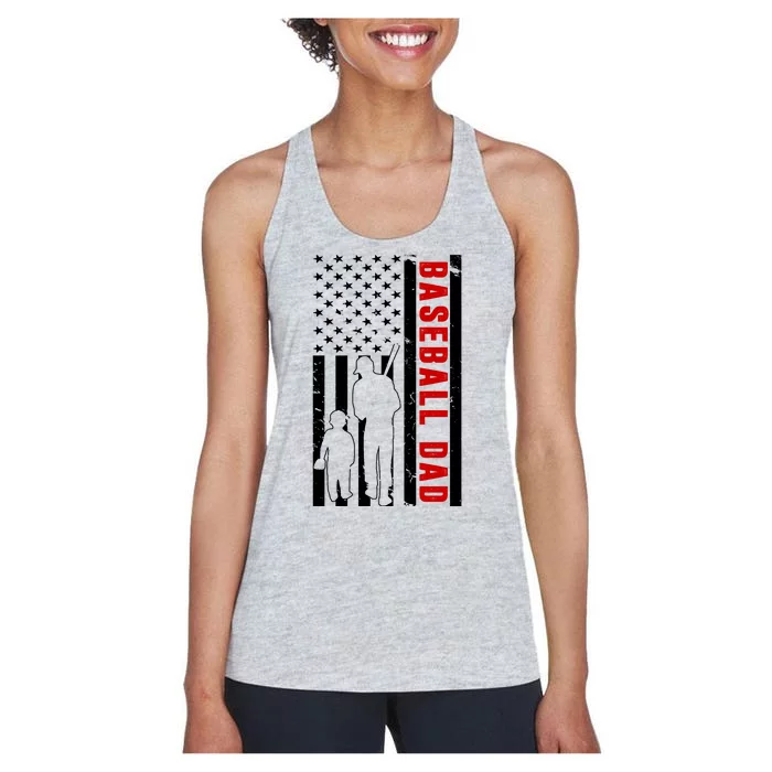 Baseball Dad USA Flag Women's Racerback Tank