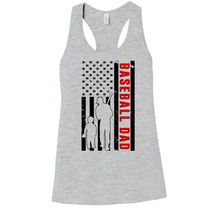 Baseball Dad USA Flag Women's Racerback Tank