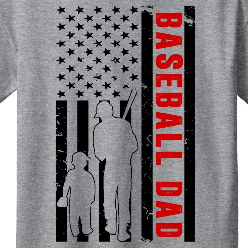 Baseball Dad USA Flag Kids T-Shirt