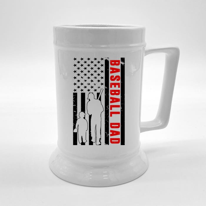 Baseball Dad USA Flag Front & Back Beer Stein