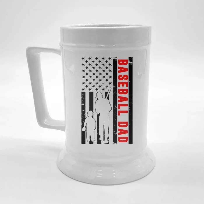 Baseball Dad USA Flag Front & Back Beer Stein