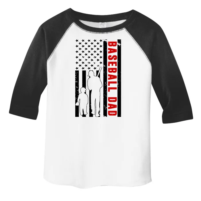 Baseball Dad USA Flag Toddler Fine Jersey T-Shirt