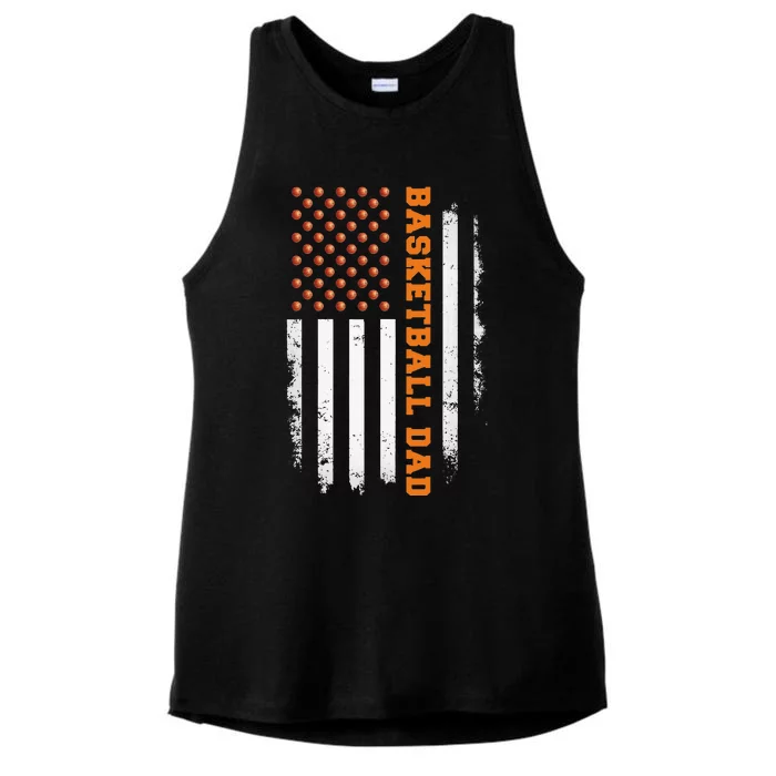 Basketball Dad USA US Flag Basketball Men Ladies Tri-Blend Wicking Tank