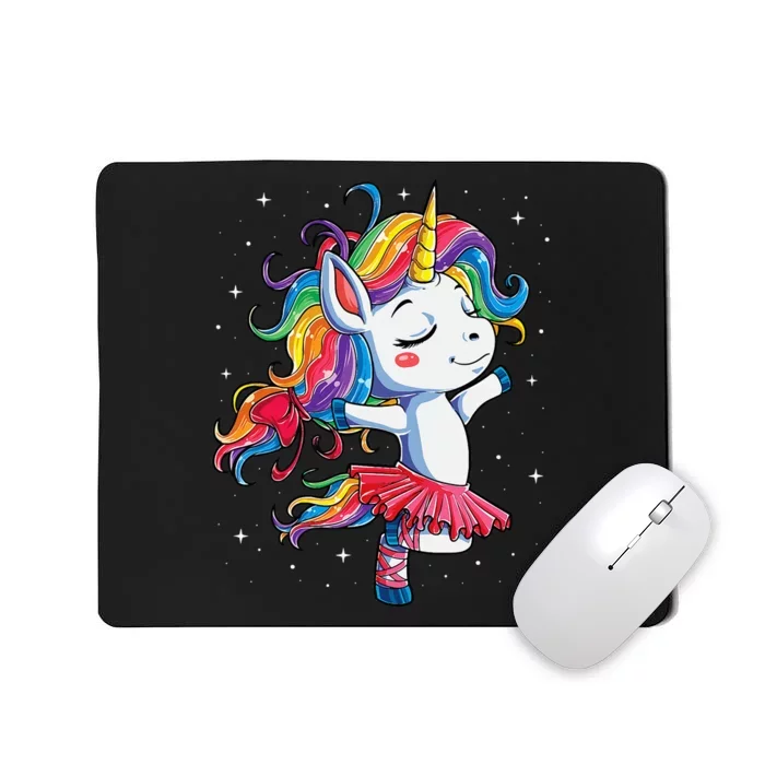 Ballet Dancer Unicorn Girl Rainbow Ballerina Mousepad