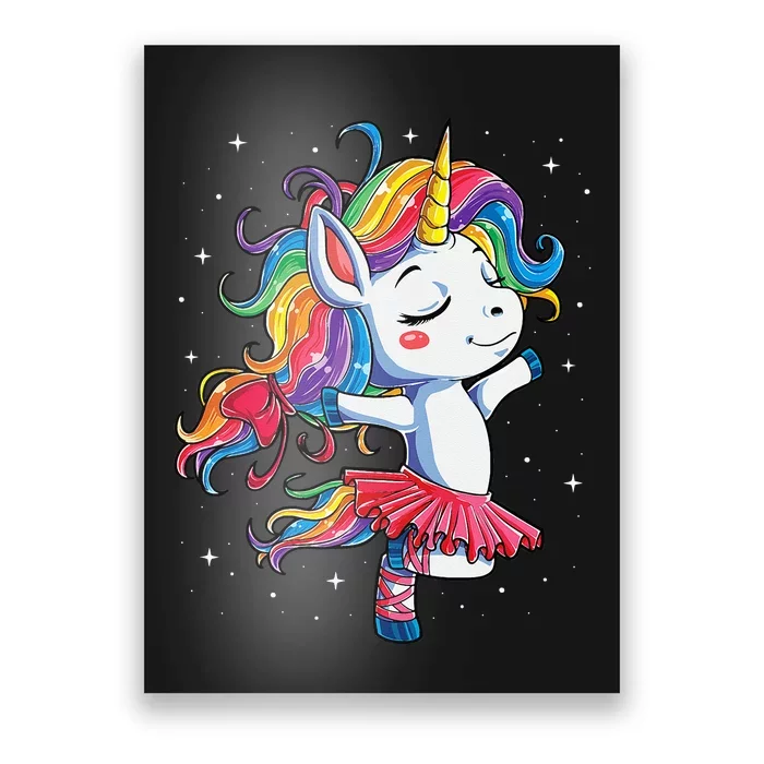 Ballet Dancer Unicorn Girl Rainbow Ballerina Poster