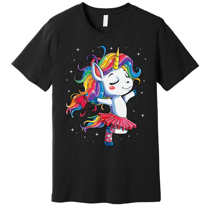 Ballet Dancer Unicorn Girl Rainbow Ballerina Premium T-Shirt