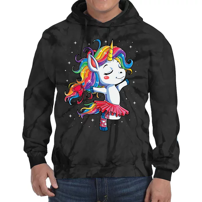 Ballet Dancer Unicorn Girl Rainbow Ballerina Tie Dye Hoodie