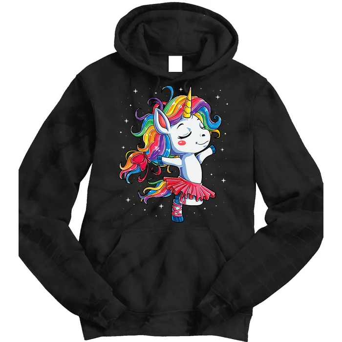 Ballet Dancer Unicorn Girl Rainbow Ballerina Tie Dye Hoodie