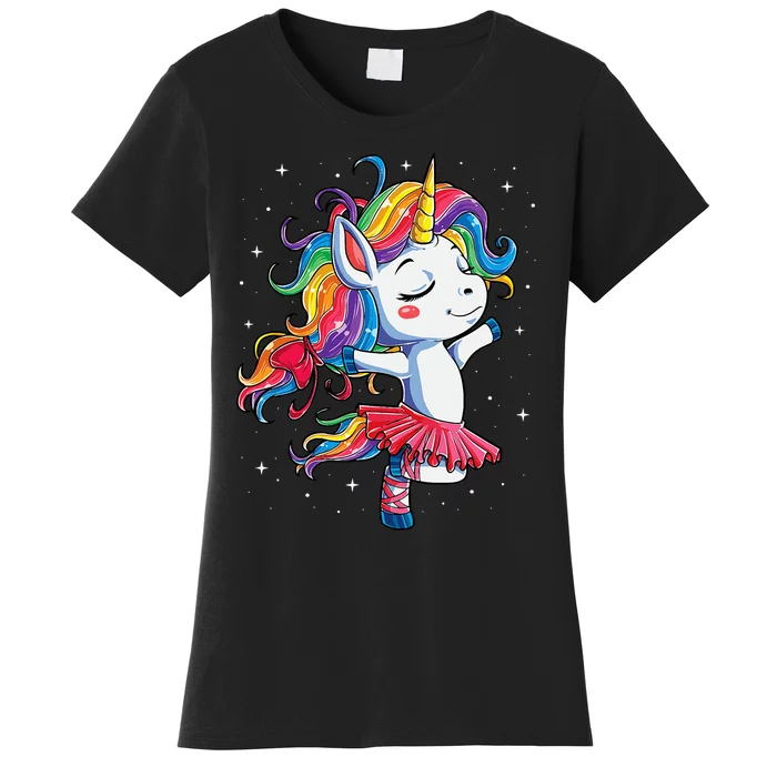 Ballet Dancer Unicorn Girl Rainbow Ballerina Women's T-Shirt