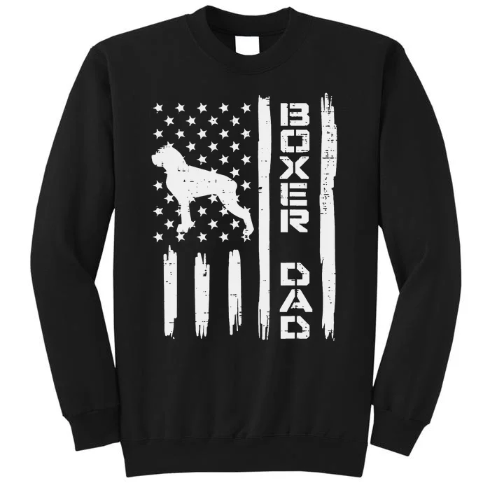 Boxer Dad US Flag Vintage Patriotic Dog Lover Owner Tall Sweatshirt