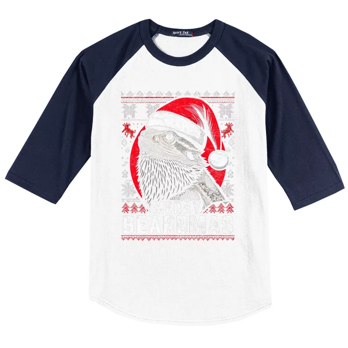 Bearded Dragon Ugly Christmas Sweater Merry Beardmas Baseball Sleeve Shirt