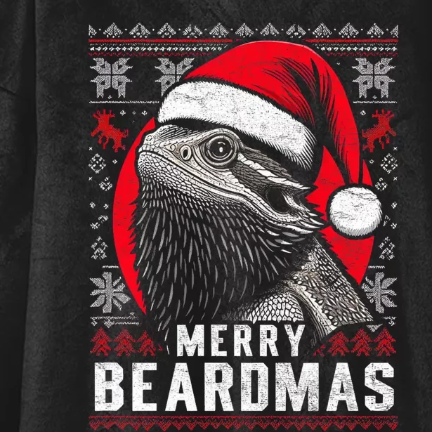 Bearded Dragon Ugly Christmas Sweater Merry Breardmas Hooded Wearable Blanket