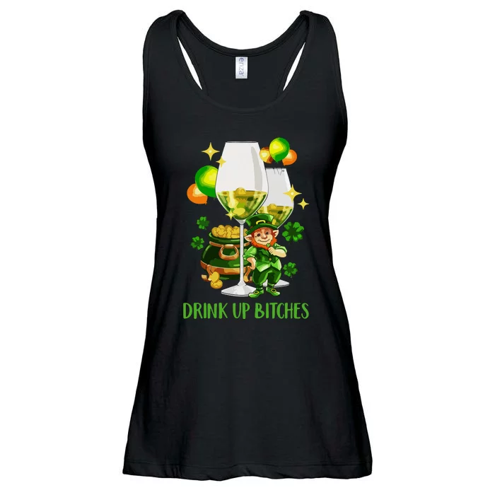 Bitches Drink Up Shirts Women St Patrick Day Wine Party Ladies Essential Flowy Tank