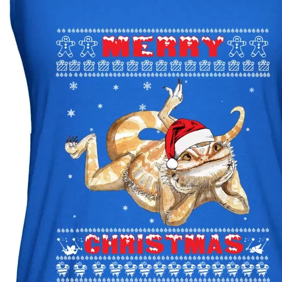 Bearded Dragon Ugly Christmas Lizards Lovers Gift Ladies Essential Flowy Tank