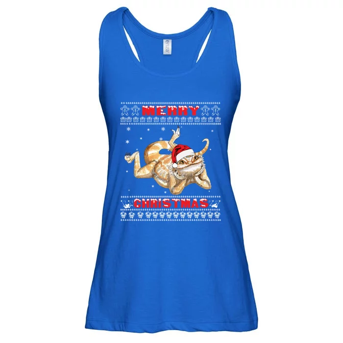 Bearded Dragon Ugly Christmas Lizards Lovers Gift Ladies Essential Flowy Tank