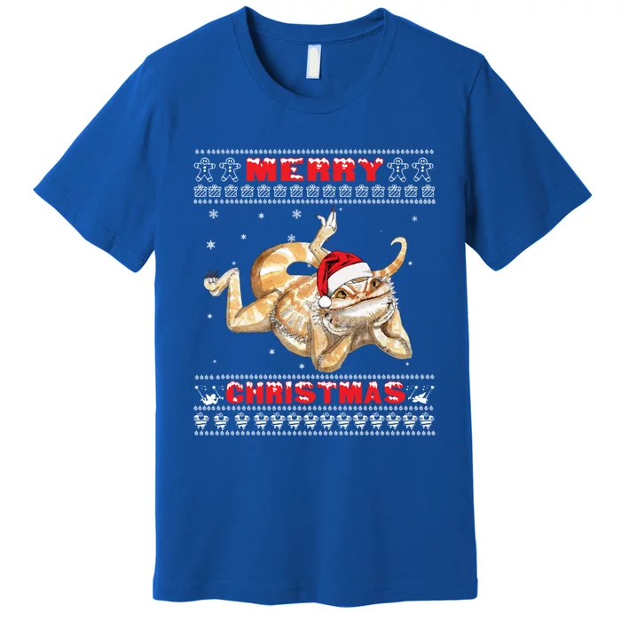 Bearded Dragon Ugly Christmas Lizards Lovers Gift Premium T-Shirt