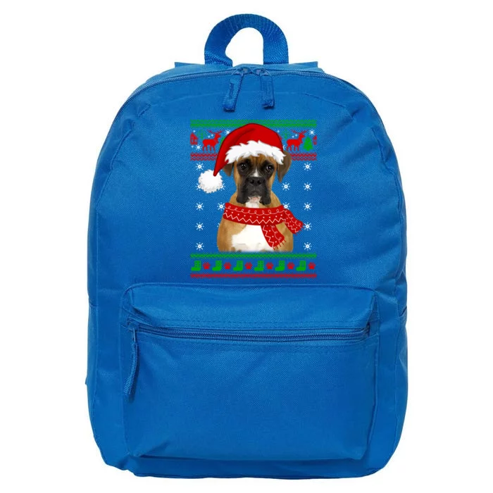 Boxer Dog Ugly Sweater Christmas Puppy Dog Lover Gift 16 in Basic Backpack